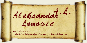 Aleksandar Lomović vizit kartica